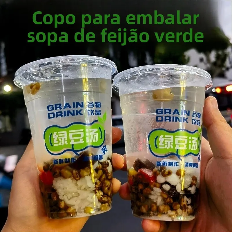 commercial-disposable-green-bean-soup-plastic-cups-with-lids-for-street-vendors-milk-bean-sand-ice-cream-special-plastic-cups