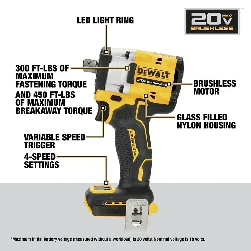 DEWALT DCF922 20V MAX Cordless Impact Wrench With Detent Pin Anvil ATOMIC Variable Speed Rechargeable Wrench DCF922B Tool Only