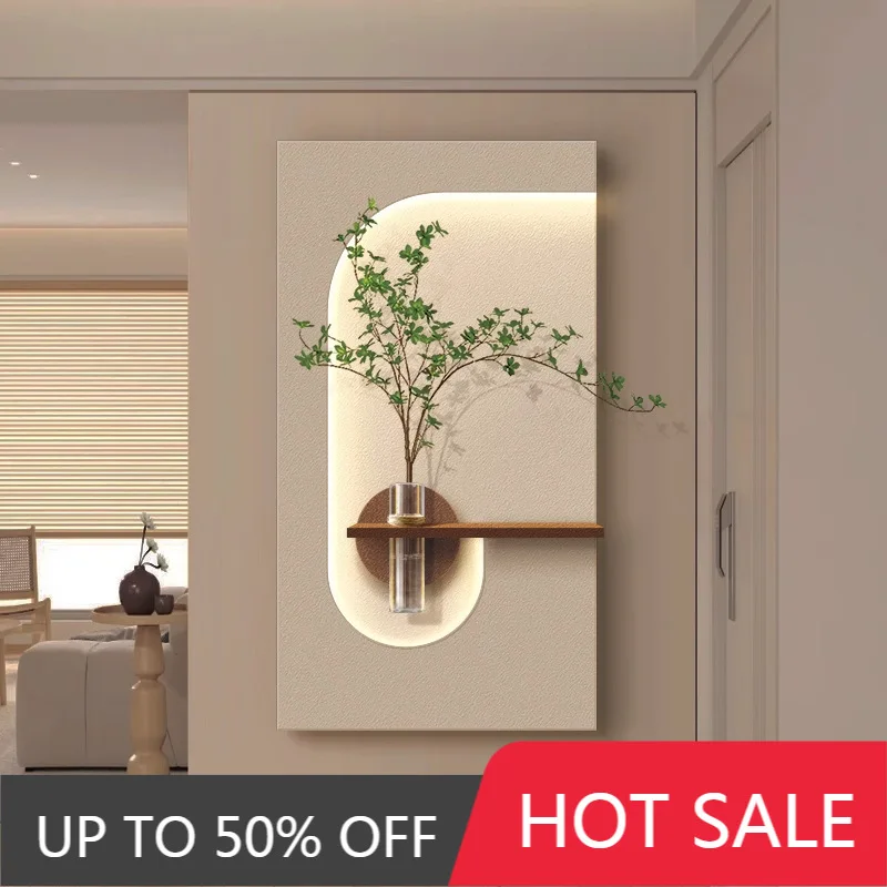 Entrance Decoration Painting Hydroponic Plants Living Room Three-dimensional Hanging Painting Sandstone Wall Lamp Painting Vase