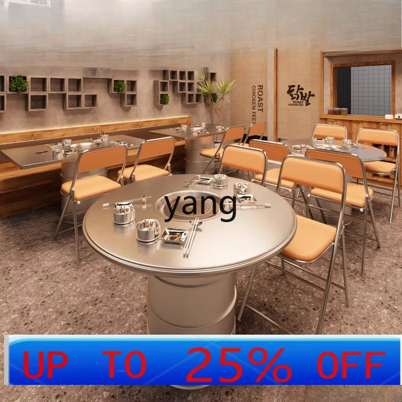 

LMindustrial style barbecue restaurant dining table and chairs integrated table