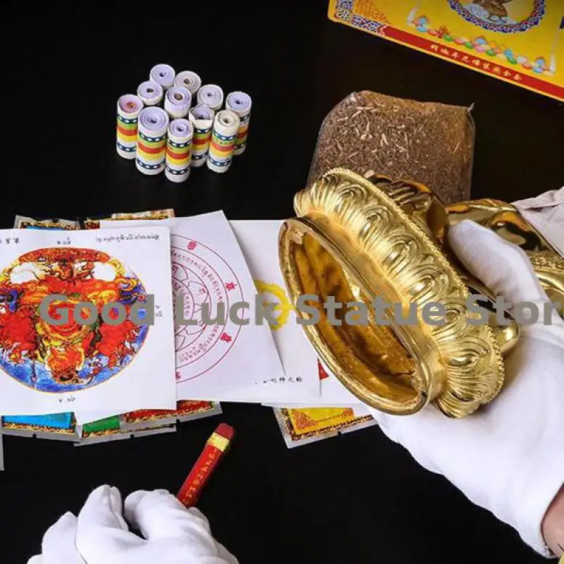 Wholesale Buddhism item Tibet Nepal Buddhist master monk lama Empower Cangzang Set for Buddha Bodhisattva tara gods statue