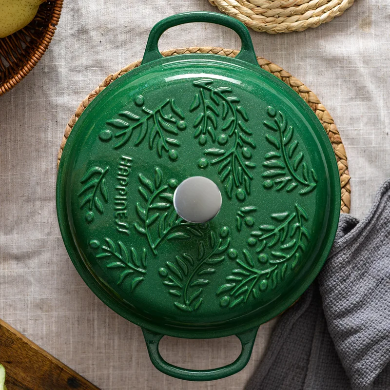Enameled Cast Iron Dutch Oven, 5QT+ Braising Stew Pot, Multi-Use Soup Cooking Pot, Induction-Safe Nonstick Casserole with Lid - Image 2