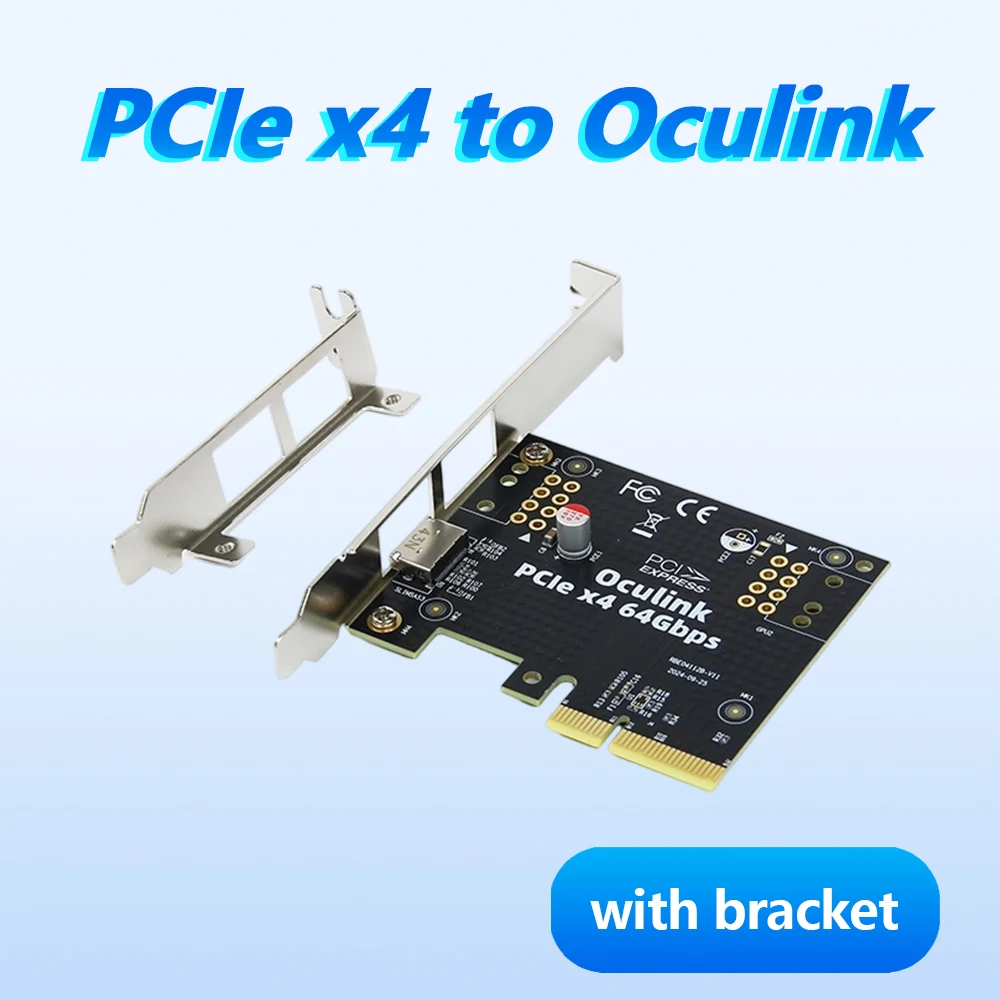 ADT PCIe X4 To Oculink Rear-Facing Adapter Card with Full-height and Low-profile Bracket 64Gbps Brand-new Upgrade PCI EXPRESS