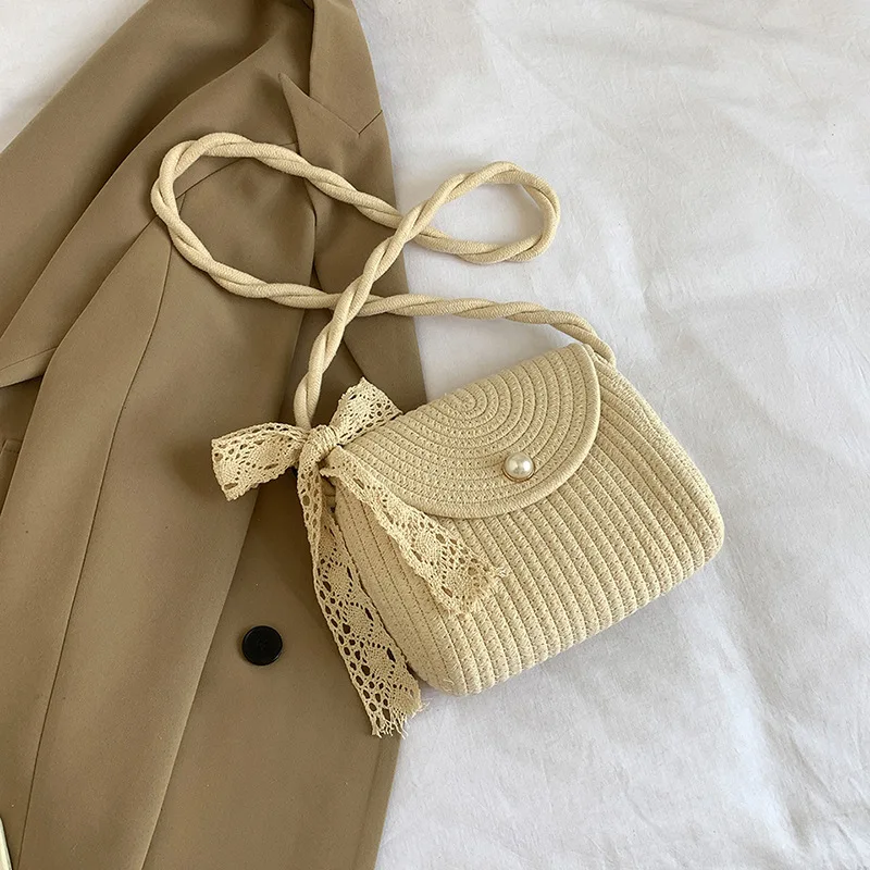 

Straw bag female 2024 new ins fashion Joker rattan bucket bag beach woven shoulder slung bag