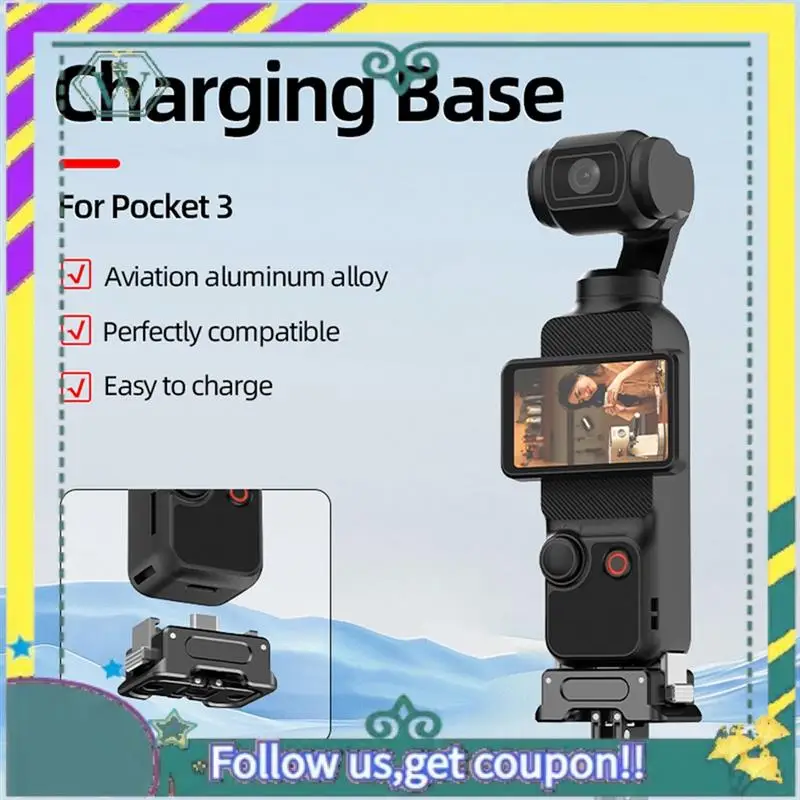 A28Q-Mount Adapter Connector With Tripod 1/4 Gimbal Camera Quick Release Bracket Camera Charging Base For DJI OSMO Pocket 3