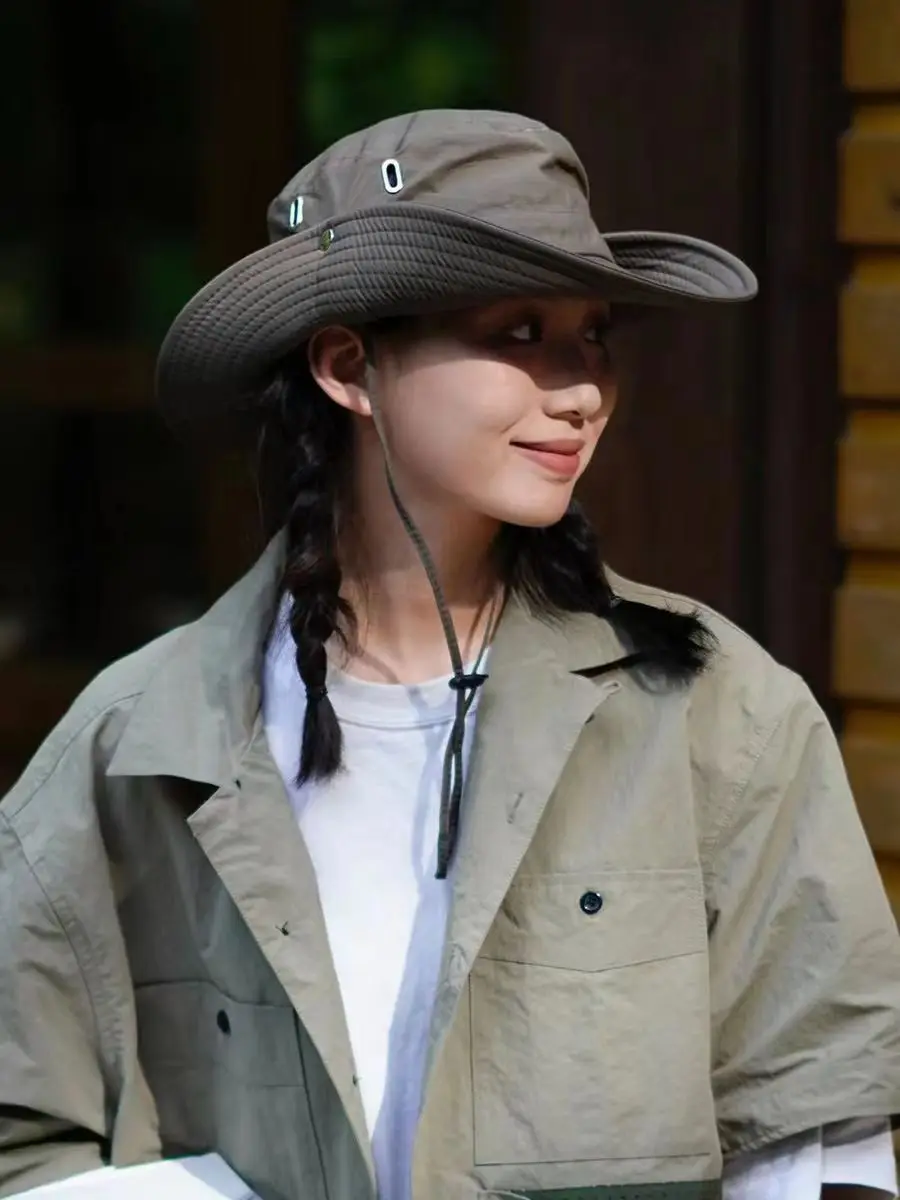 Unisex Wide Brim Bucket Hat UV Protection Outdoor Fishing Hiking Cap Breathable Quick Dry Sun Hat Adjustable Chin Strap Summer