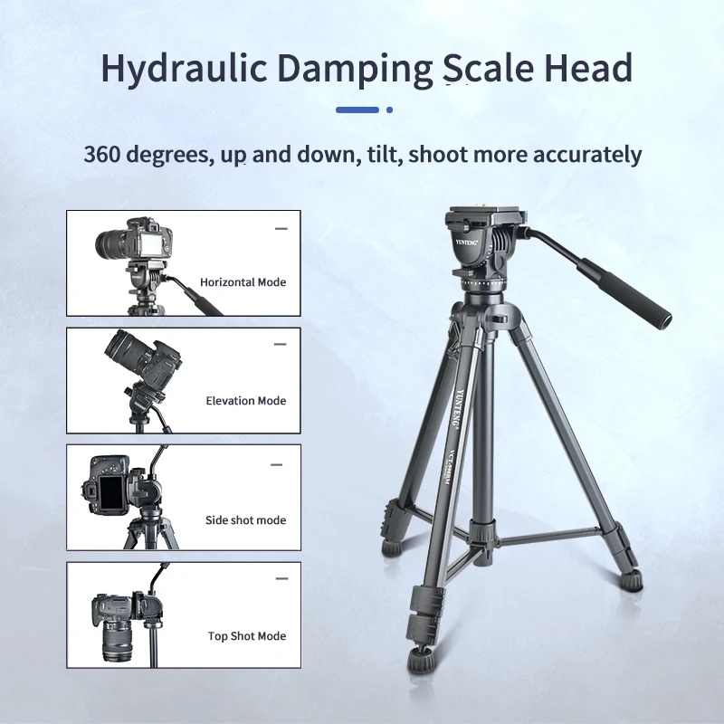 Yunteng VCT-998 Large Tripod Hydraulic Damping Head Photography Live Stands Aluminium Alloy Tripods