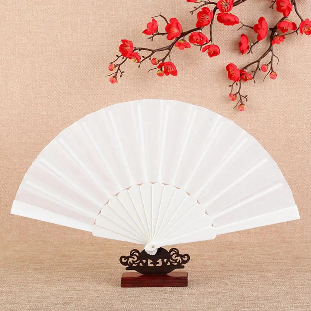 Solid Color Hand Fan Plastic Handheld Fan Chinese Photography Props Foldable Dance Fan Taichi Morning Exercise DIY Home Ornament