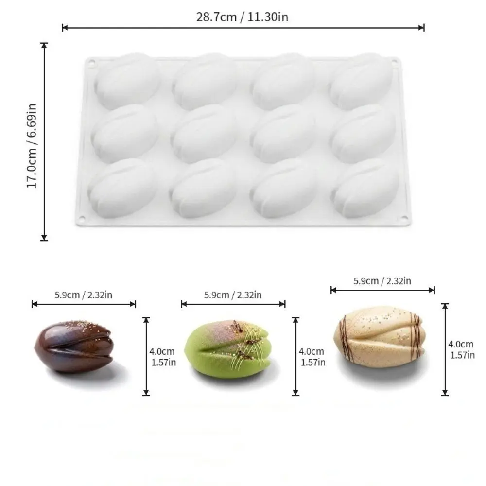 Food Grade Silicone Chocolate Mold Pistachios Design Kitchen Dessert Mousse Cake Mold 6/12-Cell Silicone Mold DIY Craft