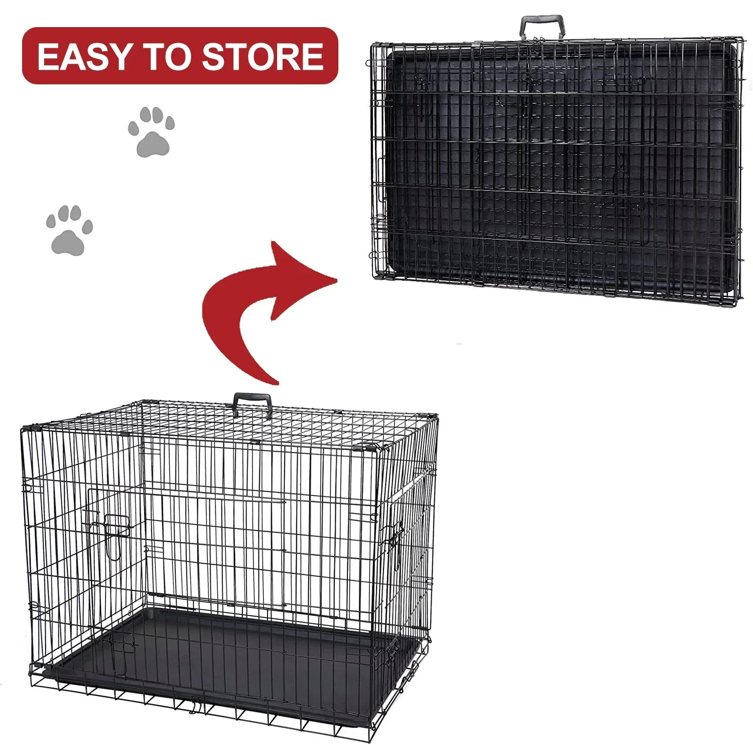 18'' Foldable Collapsible Metal Large Xxl Dog Cage Metal Kennels, Stackable Dog Cages For Large Dog, Wholesale Dog Crate