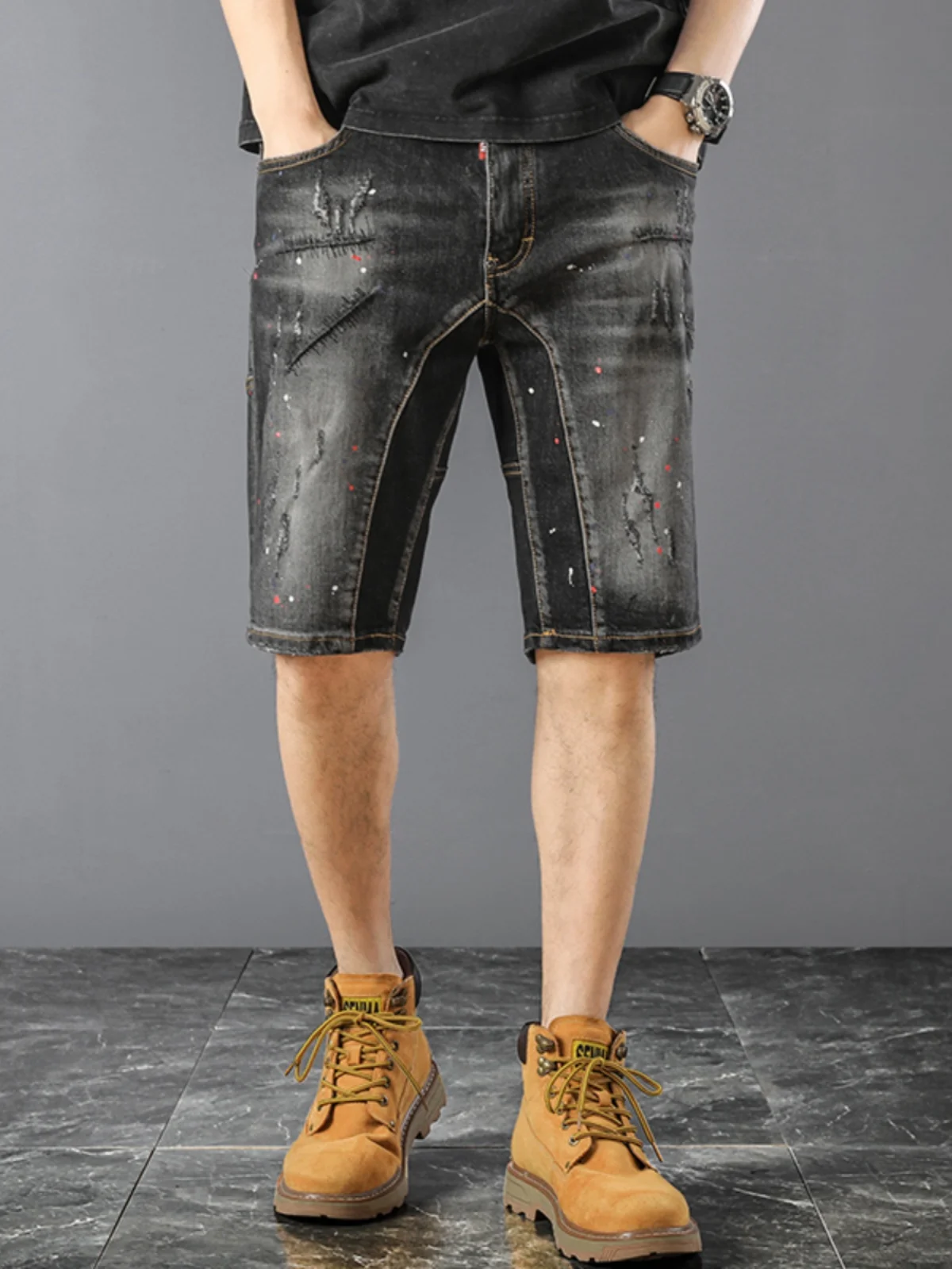 

High-End Men's Denim orts Straight Leg Five-Four Sle Summer New Arrival Casual Wear Cotton Stretch Fabric Trendy Sle