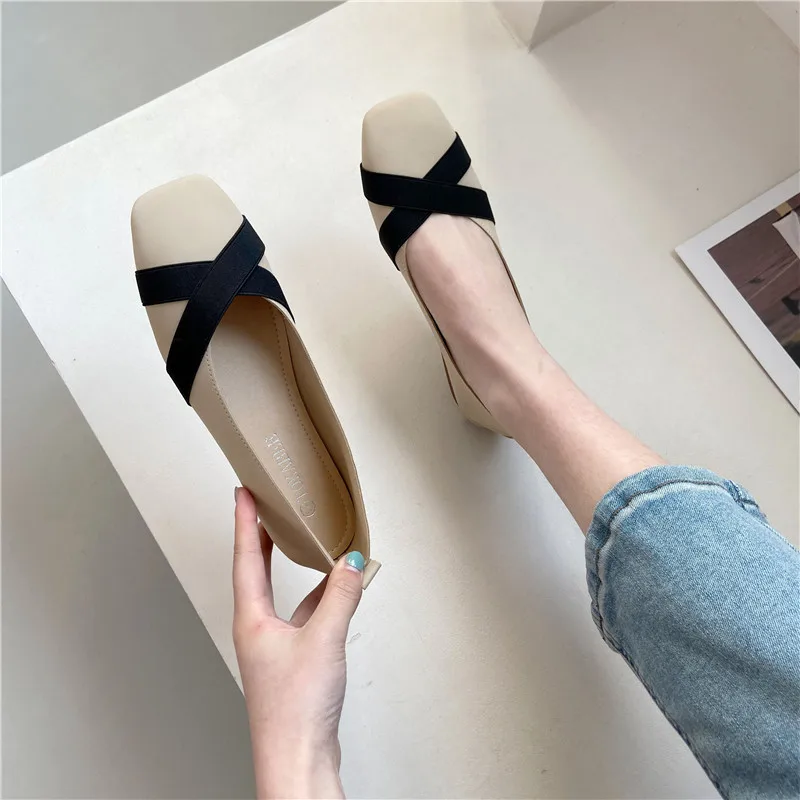 

Low heel soft top soft sole fashionable women's shoes for casual vacation, daily wear Korean style shallow mouth women's shoes