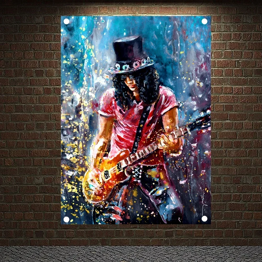 Rock and Roll Stickers Hip Hop Reggae Posters Banner & Flag Music Training Wall Painting Piano Musical Instrument Store Decor L1