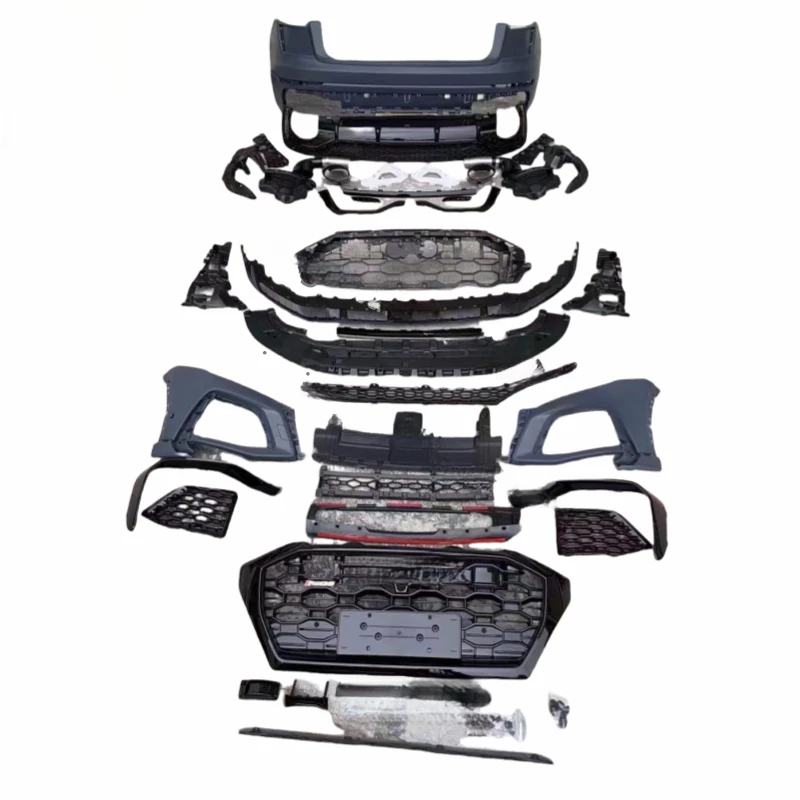 High Quality PP Material Body Kit Front Grill Rear Bumper Lip Assembly Fit Q8 Upgrade To New Facelift RSQ8