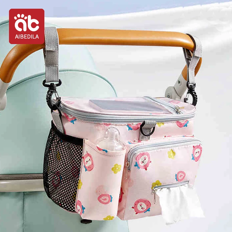 AIBEDILA Diaper bag Cartoon Baby Stroller Bag Organizer Bag Carriage Buggy Pram Cart Basket Hook Stroller Accessories