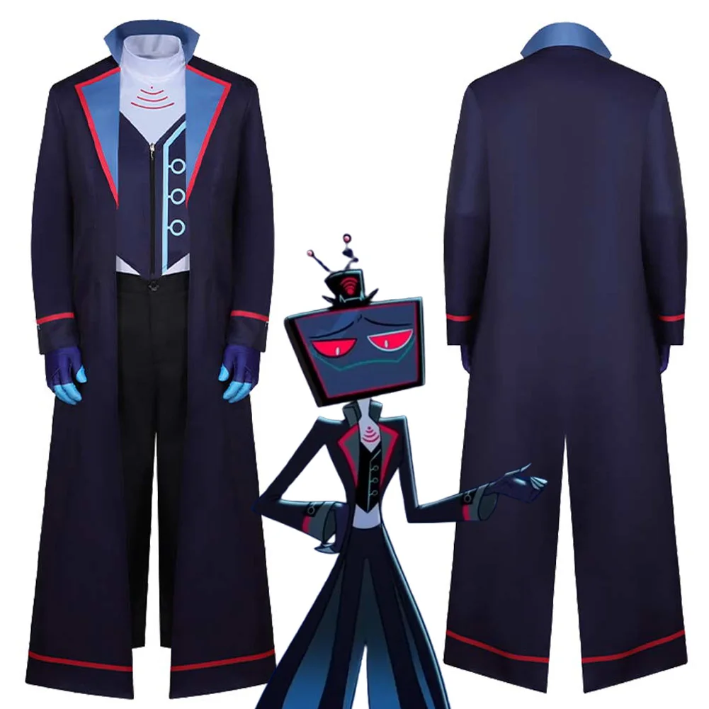

Hotel VOX Cosplay Men Costume TV Hell Inn Disguise Coat Pants Gloves Set Fantasia Clothing Male Role Halloween Party Suits