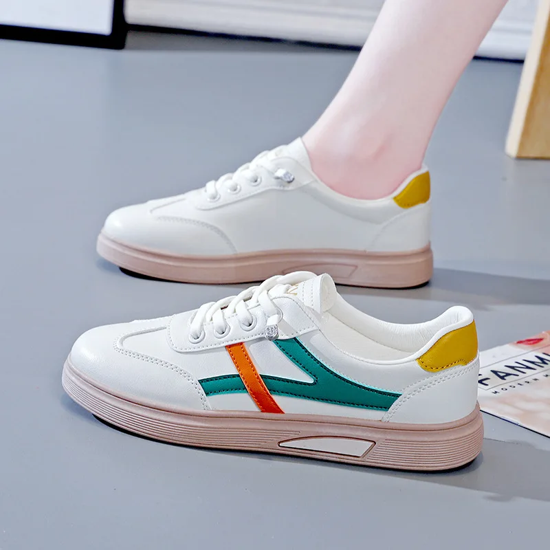 Musim 2024 sederhana kasual PU papan Chaussure Femme olahraga Sneakers datar sepatu Platform untuk wanita pelatih wanita Zapatos Mujer