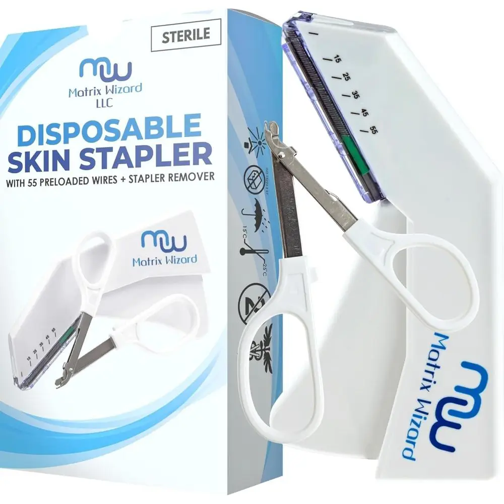 

Portable Skin Stapler with 55 Preloaded Sutures and Removal Tool for Outdoor Survival and First Aid Applications