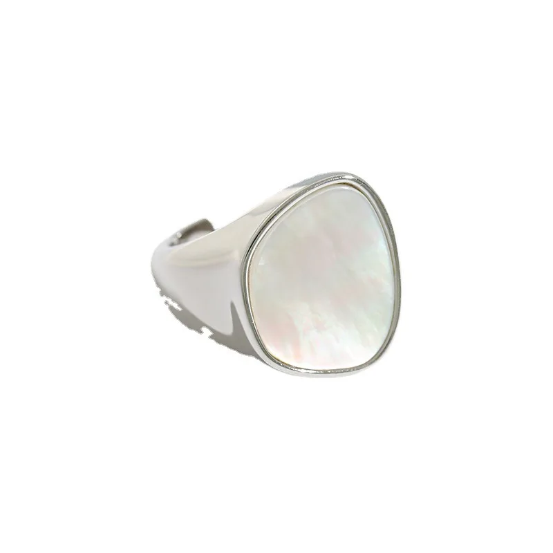 [Cciris.Com] S925 Silver Mother of Pearl Ring Japanese Minimalist Hypoallergenic Wholesale Stacking Jewelry for Women