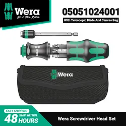 WERA 05051024001 KK25 Screwdriver Set Kraftform 180mm Long Handle Elescopic Bayonet Blade Screwdriver with Practical Belt Pouch