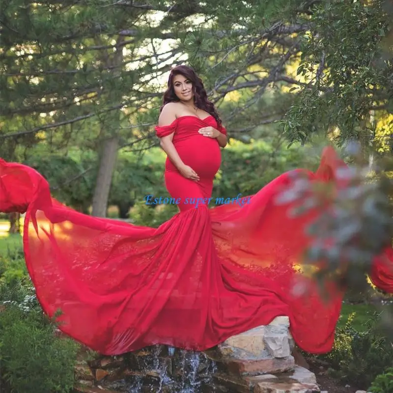 090B Safe and Skin Friendly Maternity Photography Gown in Acrylic Ensuring Comfort