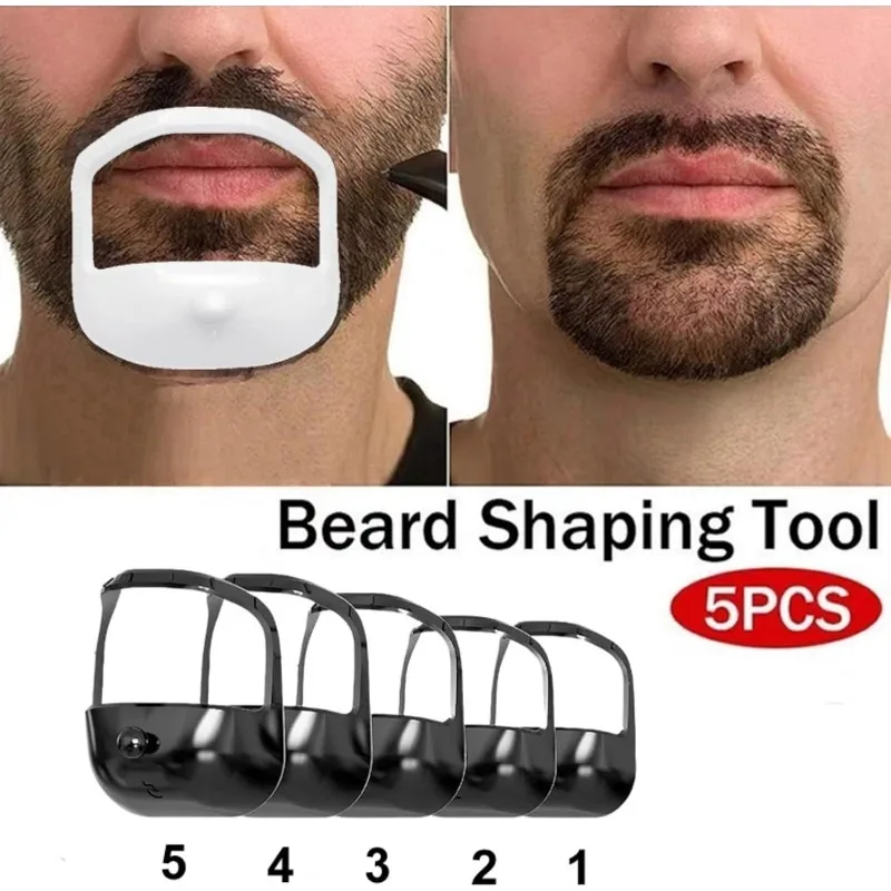 

Men Beard Grooming Tool 5pcs Beard Styling Stencils Beard Shaper Shaping Tool Goatee Mustache Face Hair Styling Template for Man