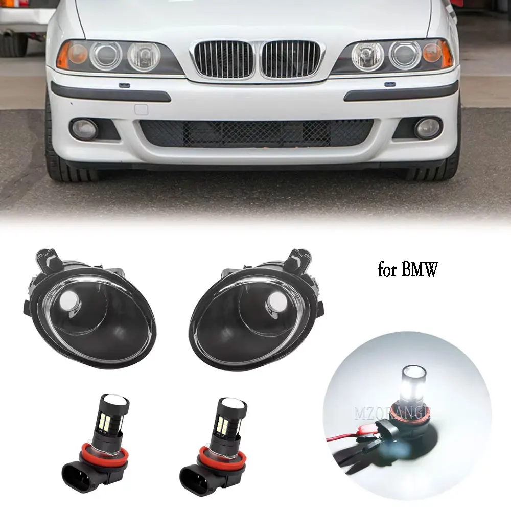 Fog Light Headlight for BMW E39 M5 Fog Lights for BMW E46 M3 LED Fog Lamp Clear Lens Driving Front Bumper Headlights Accessories