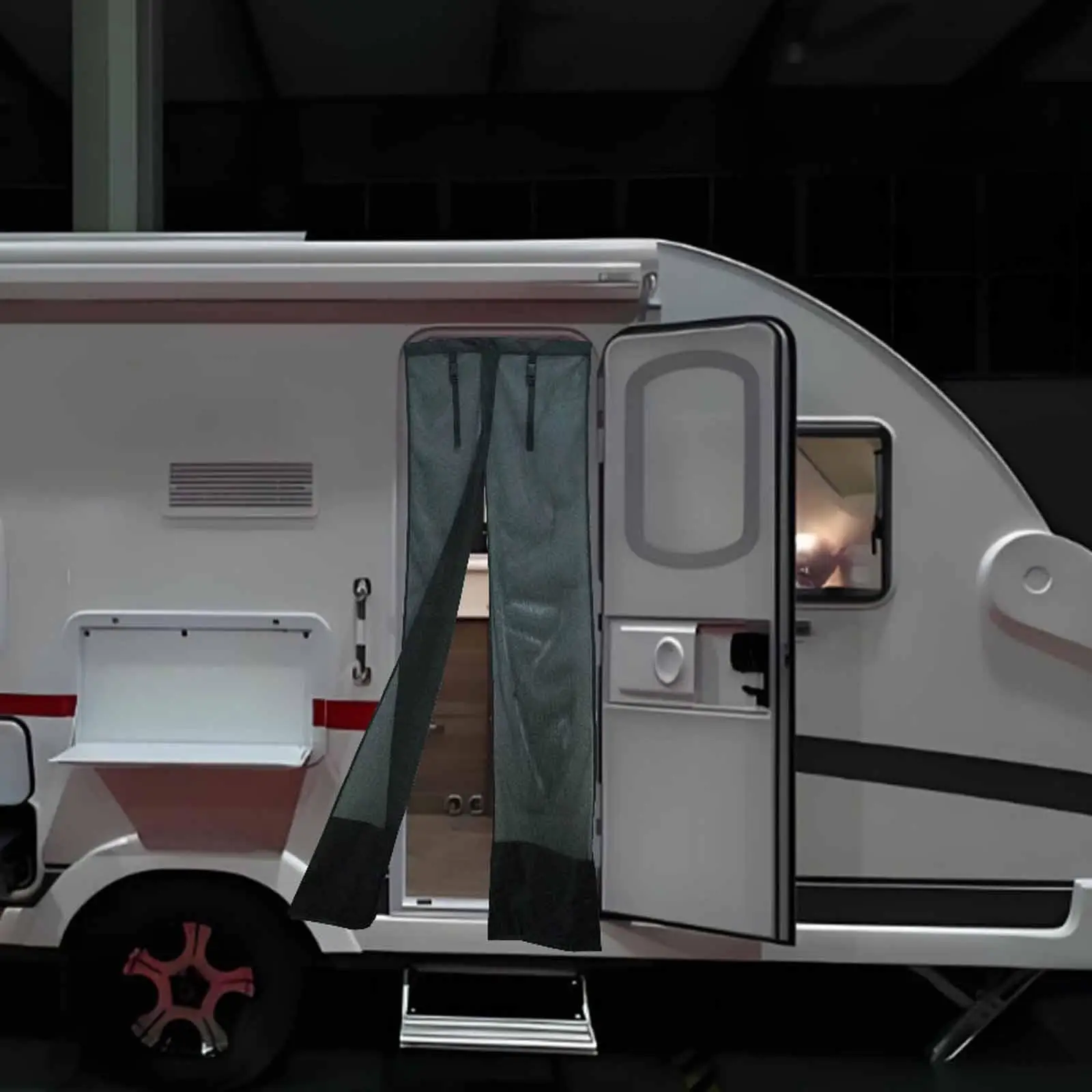

RV Screen Door Curtain RV Shade Screen Easy Installation Prevent Leaves Multifunction Vehicle Door Curtain for Travel