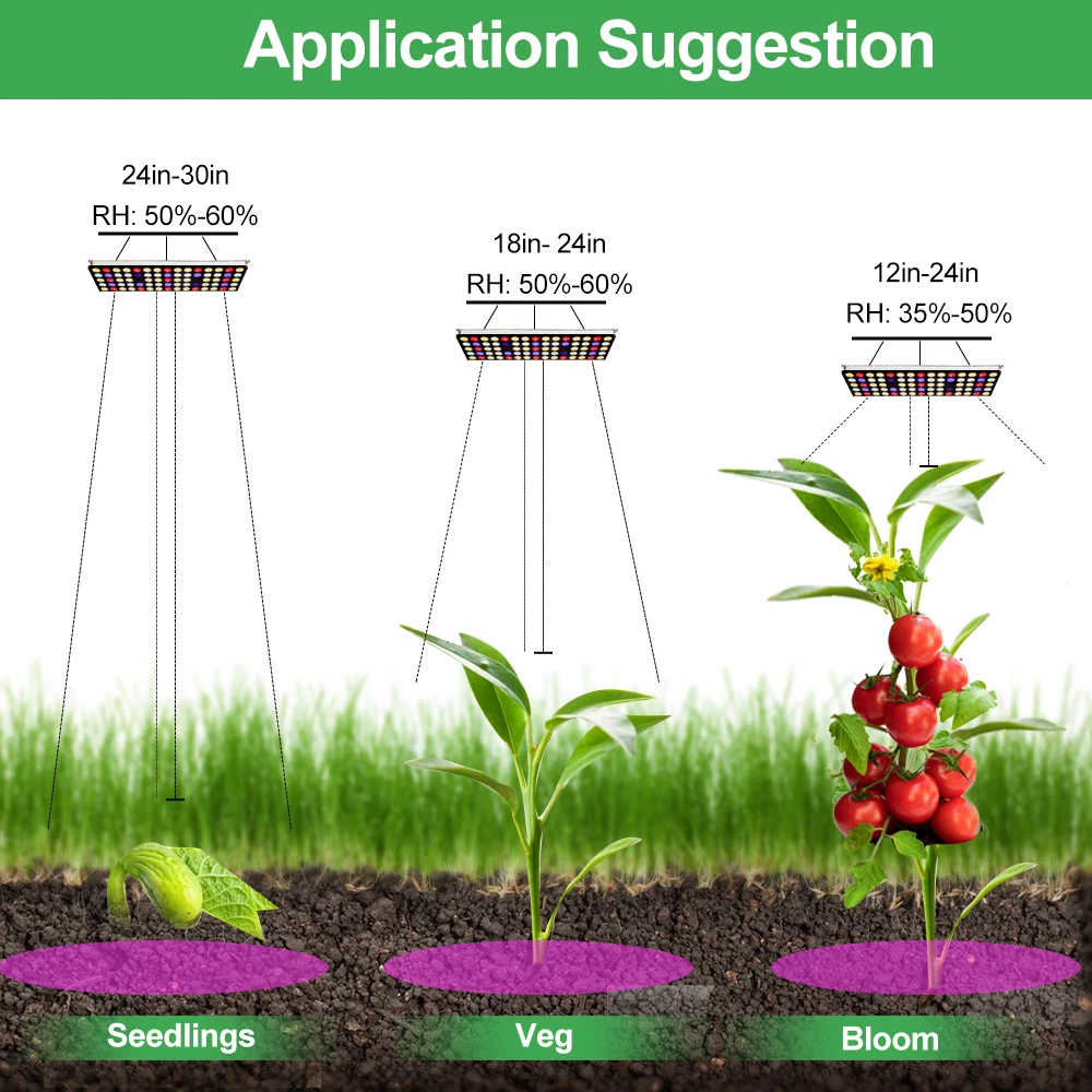 Adjustable Full Spectrum Grow Light With 3Levels Timing Switch LED Plant Growth Light 65W For Indoor Hydroponic Planting Of seed