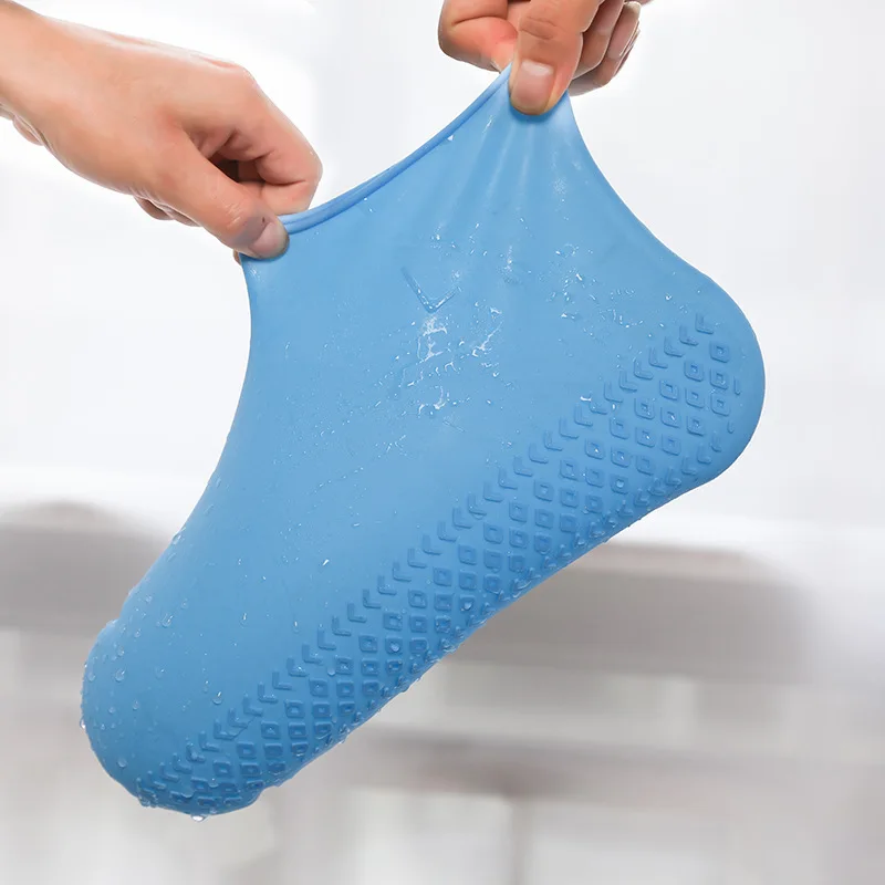 Capa de sapato de silicone antiderrapante impermeável, botas de chuva unissex, capa de sapato reutilizável, alta elasticidade, resistente ao desgaste, ao ar livre, dia chuvoso, 1 par