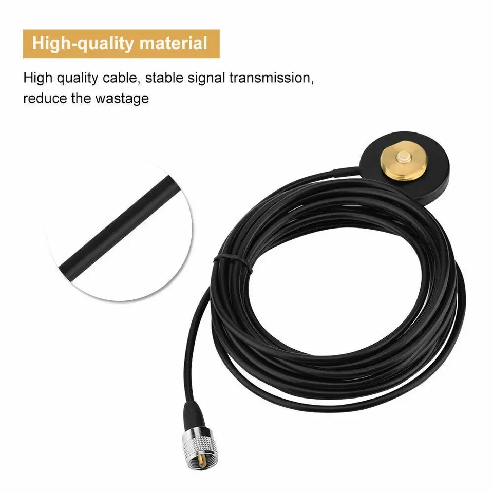 NMO Mount Magnetic Base 5M Antenna Cable Roof or Trunk for Mobile Radios PL259 Connector for Yaesu Kenwood Vertex Icom Radios