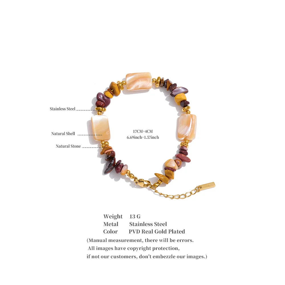 Yhpup Edelstahl Naturstein Muschelketten-Armband 2026 Sommer Mode Perlen Handgefertigter Handgelenkschmuck Geschenk Wasserdicht – Detail 1