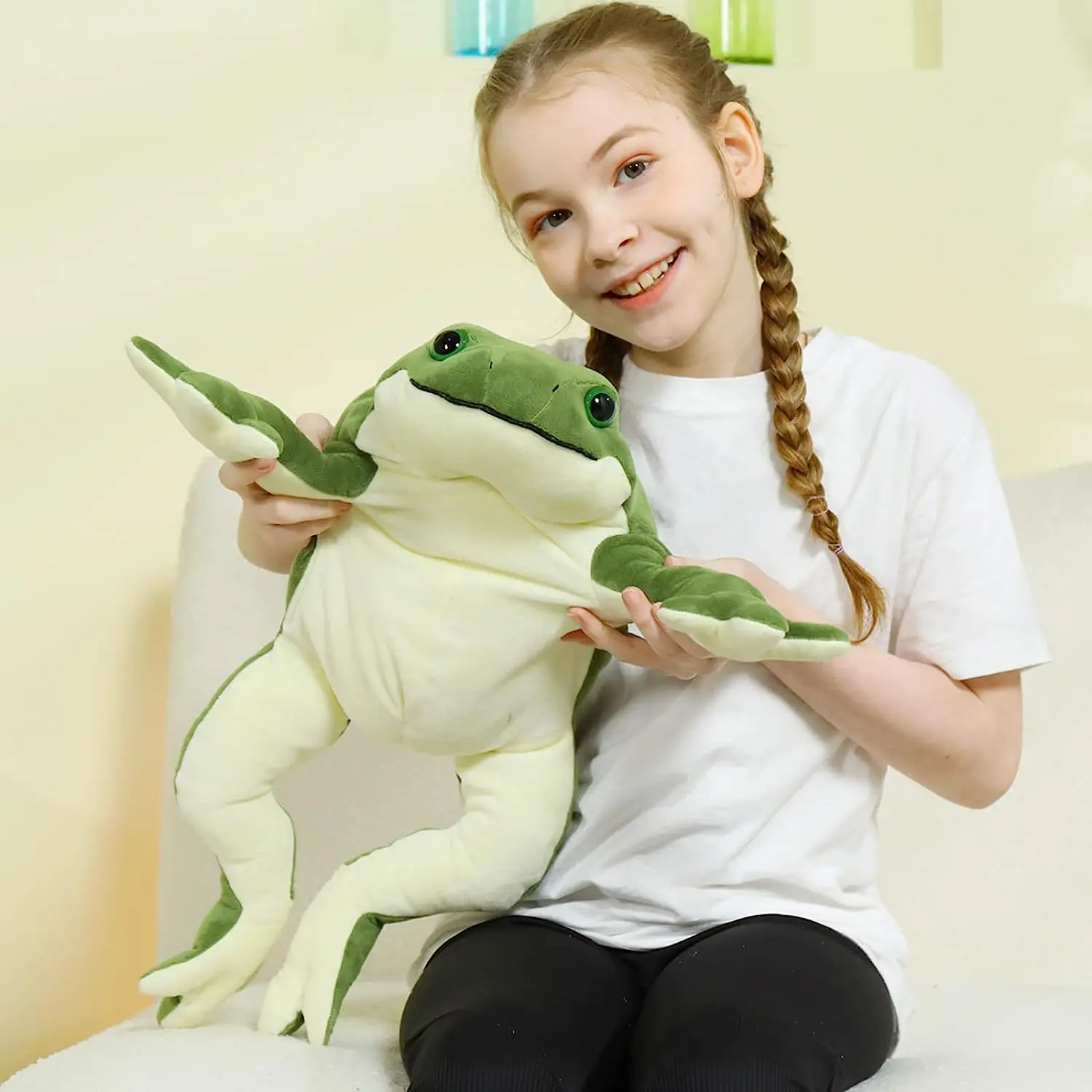 Kawaii Giant Frog Plush Goose Soft Toy Stuffed Animal Doll For Kids 22 Inches Large, Green