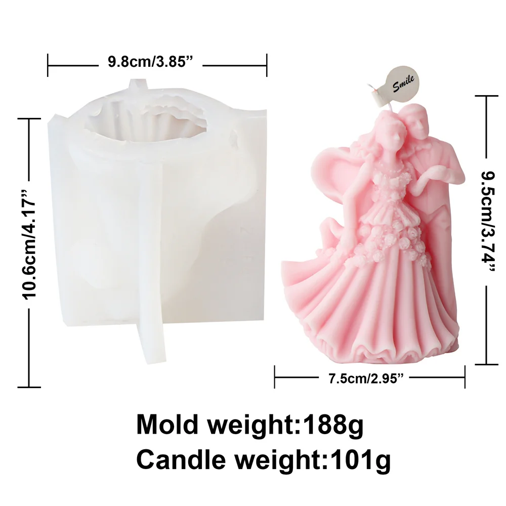 Silicone Bride & Groom Aroma Statue Mold DIY Newlywed Couple Baking Tool ValentineDay Handmade Soap Plaster Marry Couple Mold