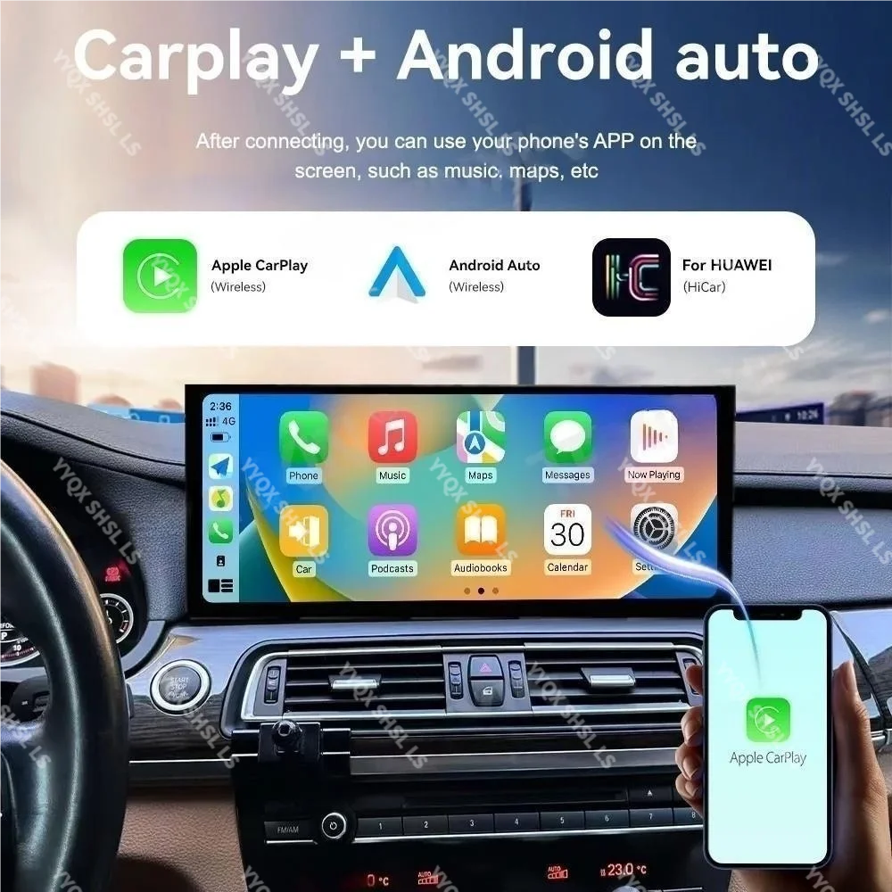 15.8 Inch Android 14 Car Radio with Wireless CarPlay for BMW 7 Series F01 F02 F03 G11 (2011-2018) HD Touch Screen GPS Navigation
