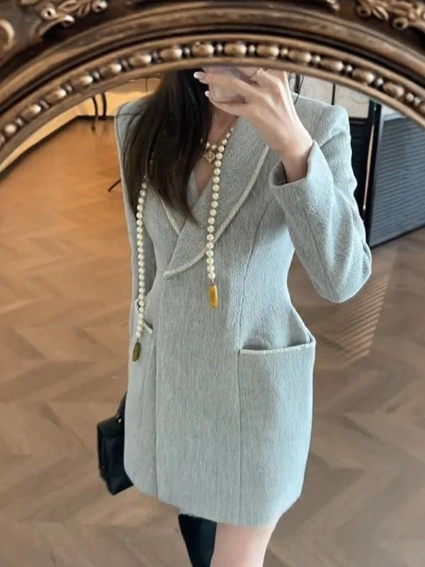 

Элегантный женский костюм: пиджак и шорты с высокой талией, комплект из двух предметов, женский весенне-осенний модный комплект для стройности, полный комплект