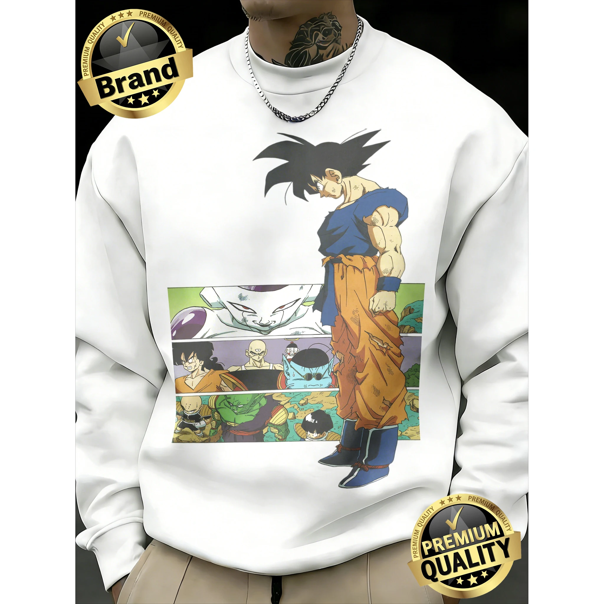 

2026 Fall Dragon Ball Goku on Namek Saga Print 100% Cotton Crewneck Sweatshirt, Oversized Fitness Streetwear for Men & Women Y2k