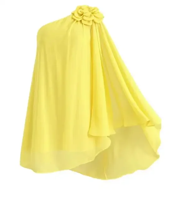

Women Dresses New Style Fashion Women's One Shoulder Sleeveless 3D Flower Decor Mini Dress Female Casual A Line Vacation Dress