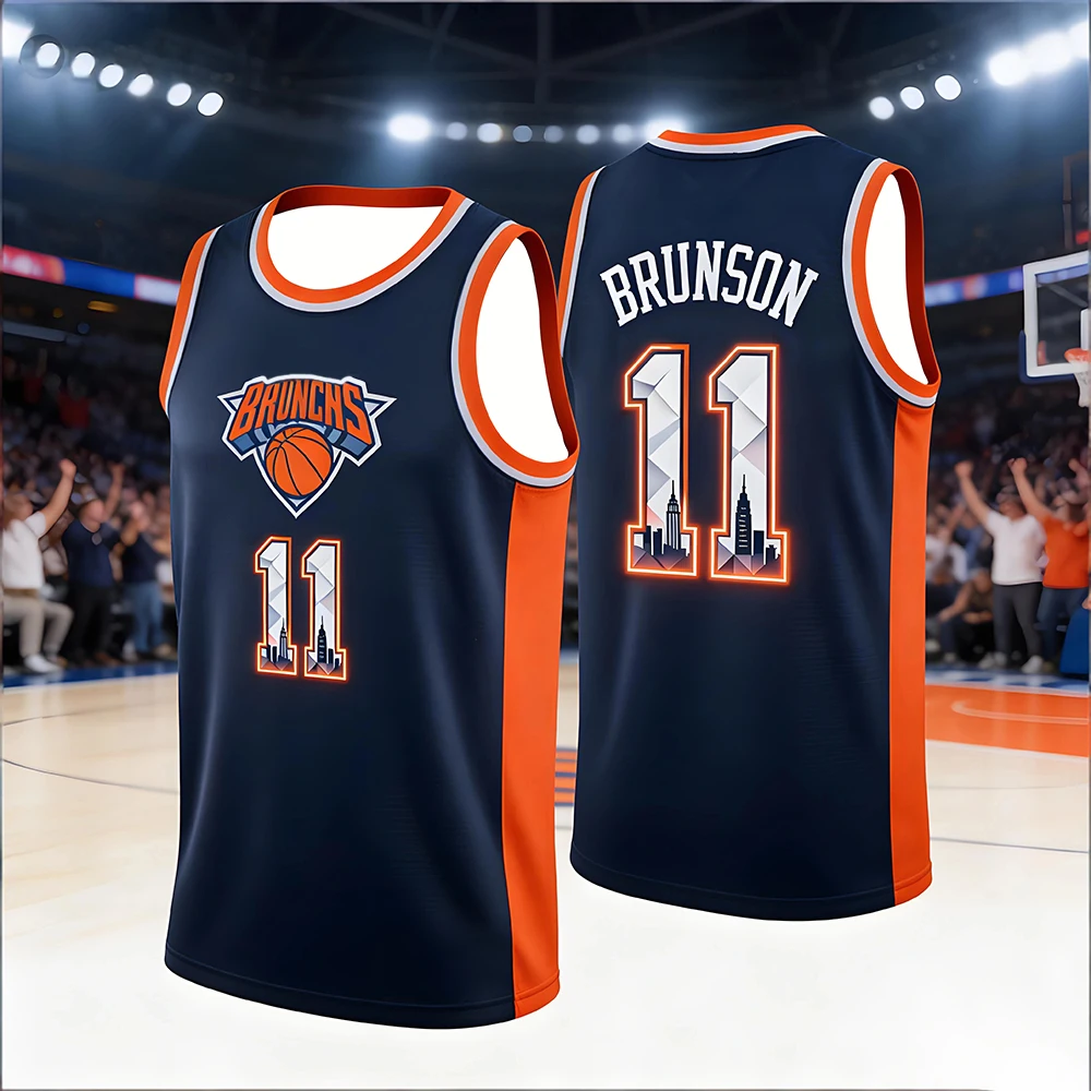 Herren Jalen Brunson 3D AI Edition Basketball-Trikot # 11 USA Leichtes Atmungsaktives Schnelltrocknendes Trainings-Tanktop für Jugendliche und Kinder