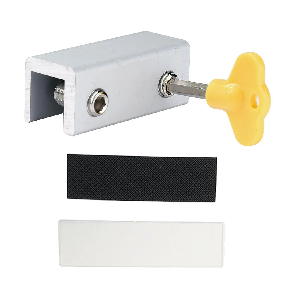 Aluminum Alloy Adjustable Sliding Window Locks Stop with Keys Double Lock Sliding Window Wedge Locks for Home Office Security