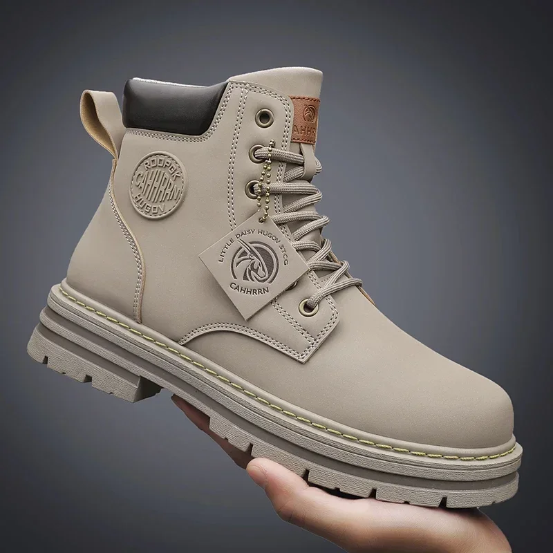 2024 zimowe botki męskie buty Outdoor żółte buty klasyczny Design wysokie męskie buty w stylu casual Botas Para Hombre