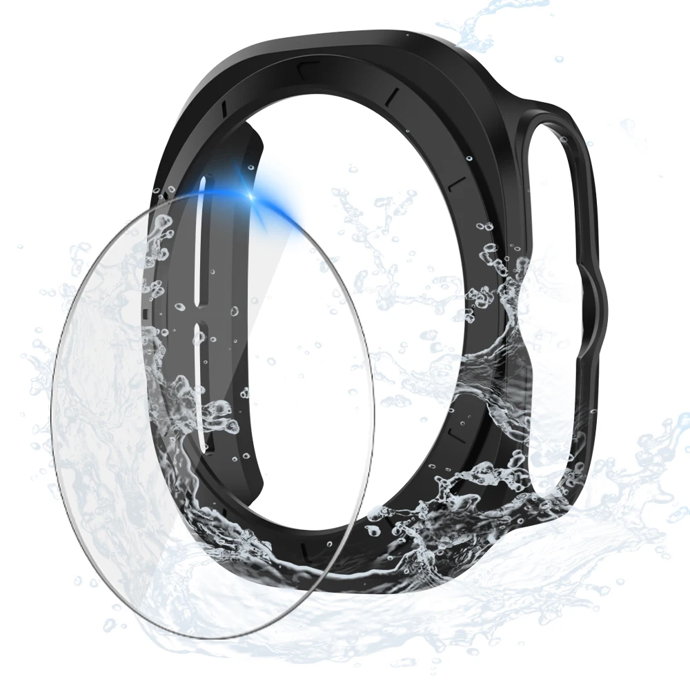 Hollow PC Case for Samsung Galaxy Watch 7 40mm 44mm Waterproof PC Hard Bumper Galaxy Watch Ultra 47mm Cover+Screen Protector