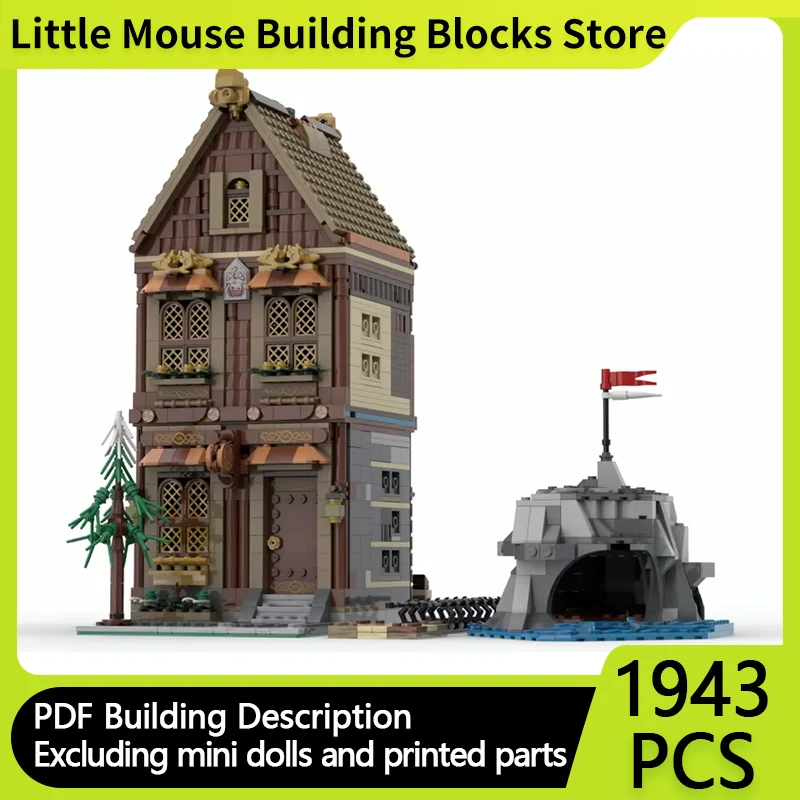 Medieval Street View Model MOC Building Bricks Viking Tool Weapon Shop Modular Technolog Gift Holiday Assemble Children Toy Suit