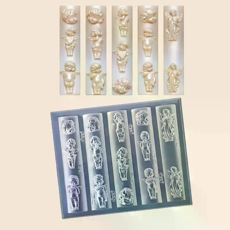 3D Transparent Silicone Nail Mold Relief Rabbit Angel Pattern Nail Art Design Manicure Template Tools Accessories