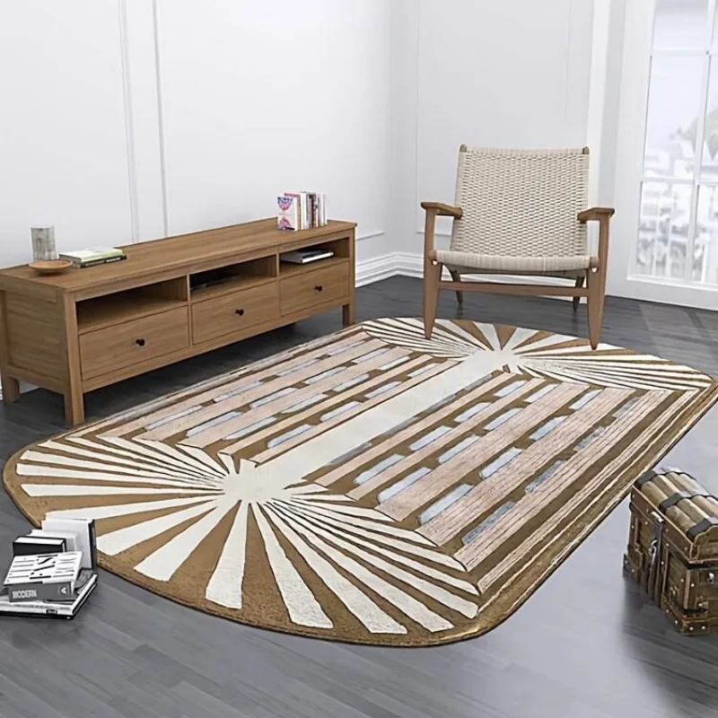 VIKAMA Bauhaus Yellow Stripe Rug Non-slip Soft Mid Century for Living Room Decor