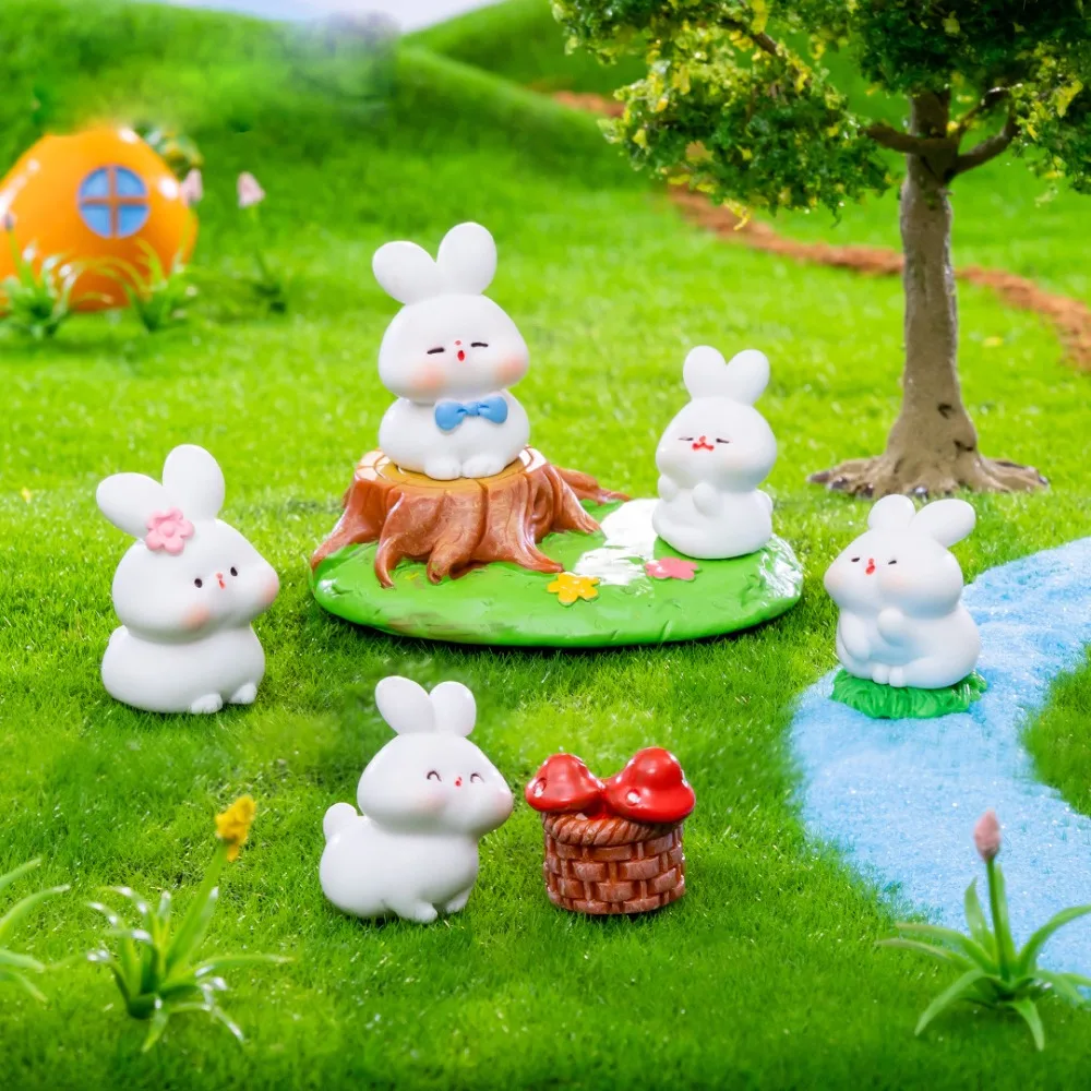 New Resin Grassland Little Rabbit Doll Mini Animal Modeling Microlandscape Toy Decoration DIY Decorations