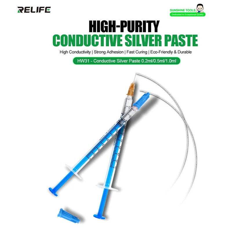 Relife HW31 High-Purity Eco-Frindly Conductive Silver Paste 0.2ML/0.5ML/1.0ML For Ribbon Cable/Phone Circuit/Keyboard Repairs