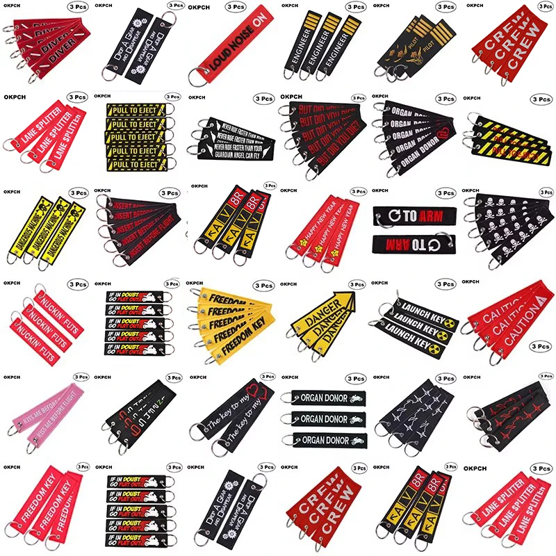 3 PCS a Lot New Fashion Nuclear Launch Key Chain Bijoux Keychain for Motorcycles and Cars Gifts Tag Embroidery Key Fobs