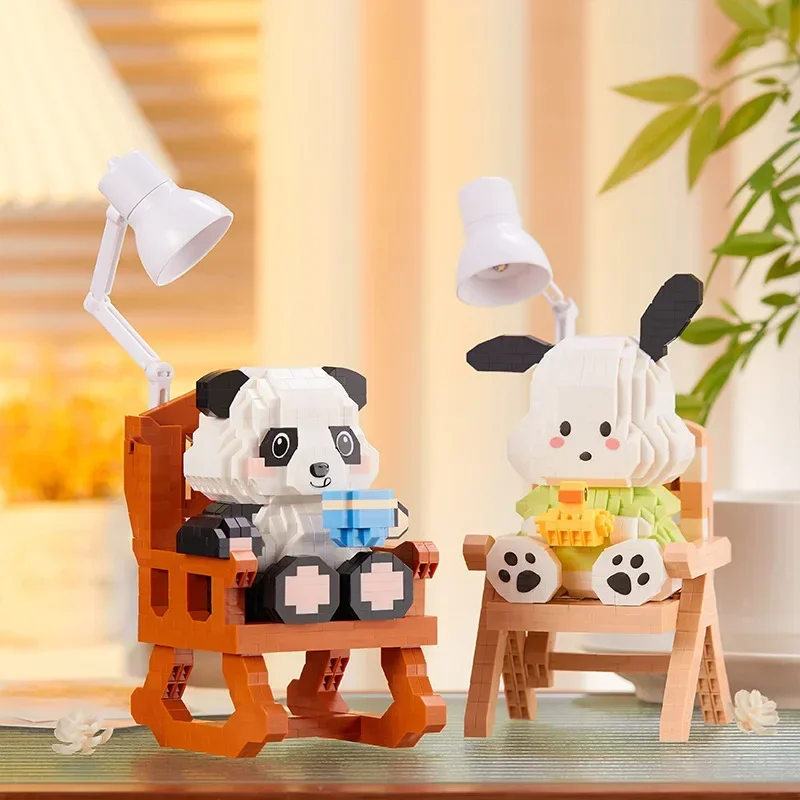 

Sanrio Pochacco Micro Building Blocks Kawaii Panda Dog Plastics 3D Model DIY Puzzle Mini Bricks Figure Toys For Christmas Gift