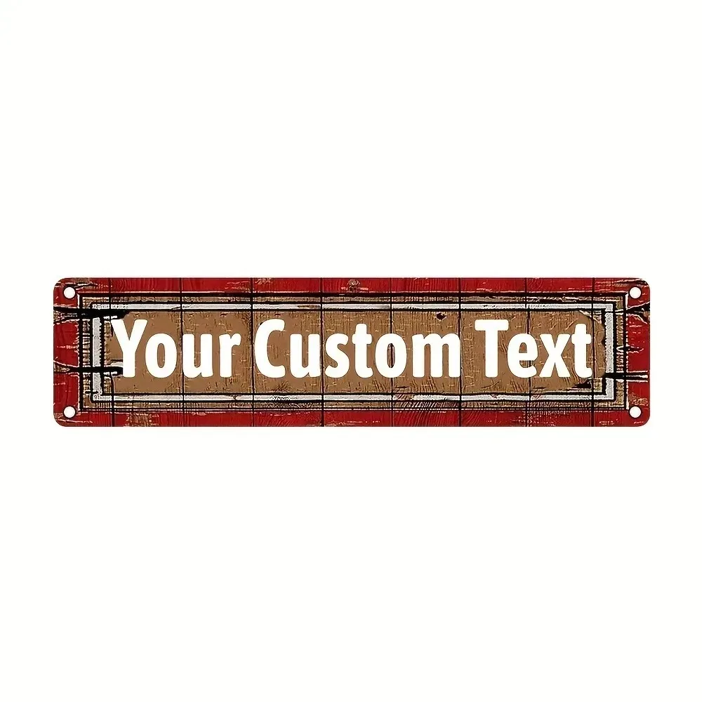 CIFbuy 2D Flaches Personalisiertes Metallschild mit Individuellem Text, Vintage Roter Holzrahmen, Textur-Wanddekoration